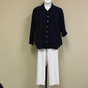 Talbots Navy and White Polka Dot Pant set